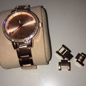 NWOT Rose gold and crystal xoxo watch
